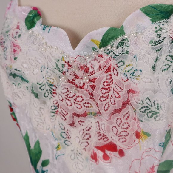 Vintage Victoria's Secret NWOT Lace Pearl Long Floral Tropical Nightgown Dress M - Picture 7 of 13